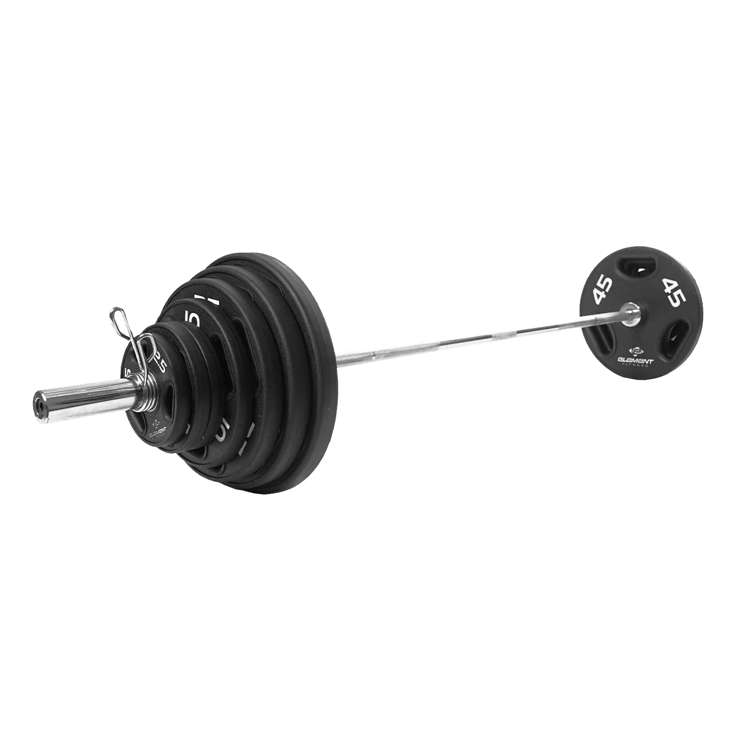 Element Fitness - 300lb Virgin Rubber Olympic Pro Plate Set with Bar Kit - Image 11