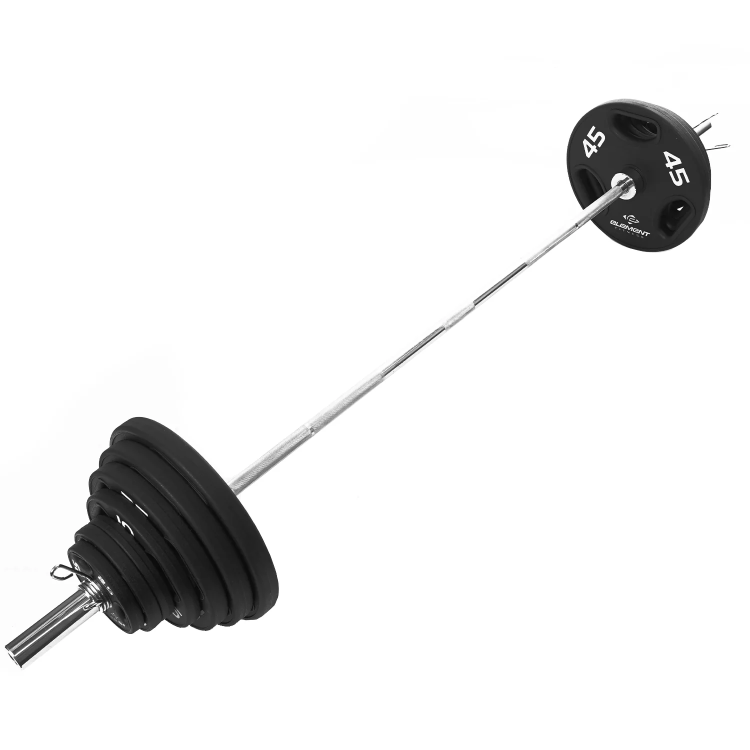 Element Fitness - 300lb Virgin Rubber Olympic Pro Plate Set with Bar Kit - Image 13